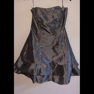 Silver beaded homecoming dress